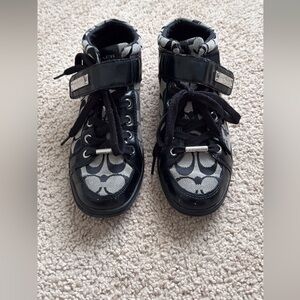 Coach Black and Gray Lace Up Boots